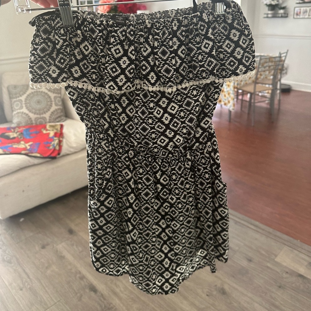 black and white off the shoulder romper with a boho, hippie vibe #boho #hippie